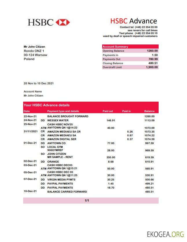 Pologne HSBC excel pdf